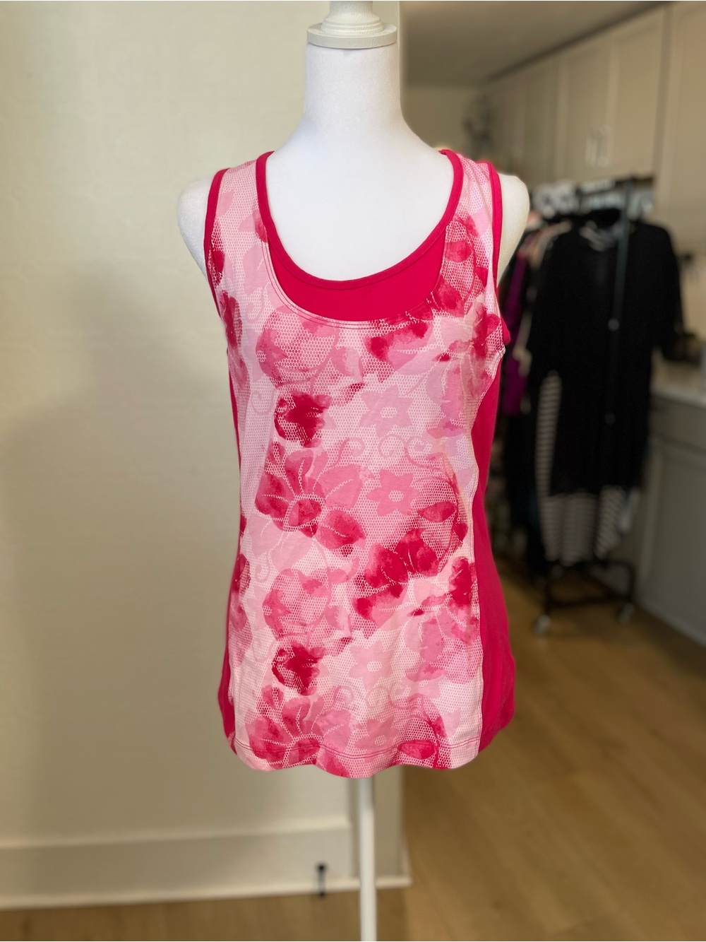 Danskin Pink Floral Layered Tank